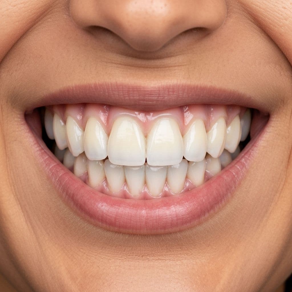 Beautiful smile with dental crown restoration