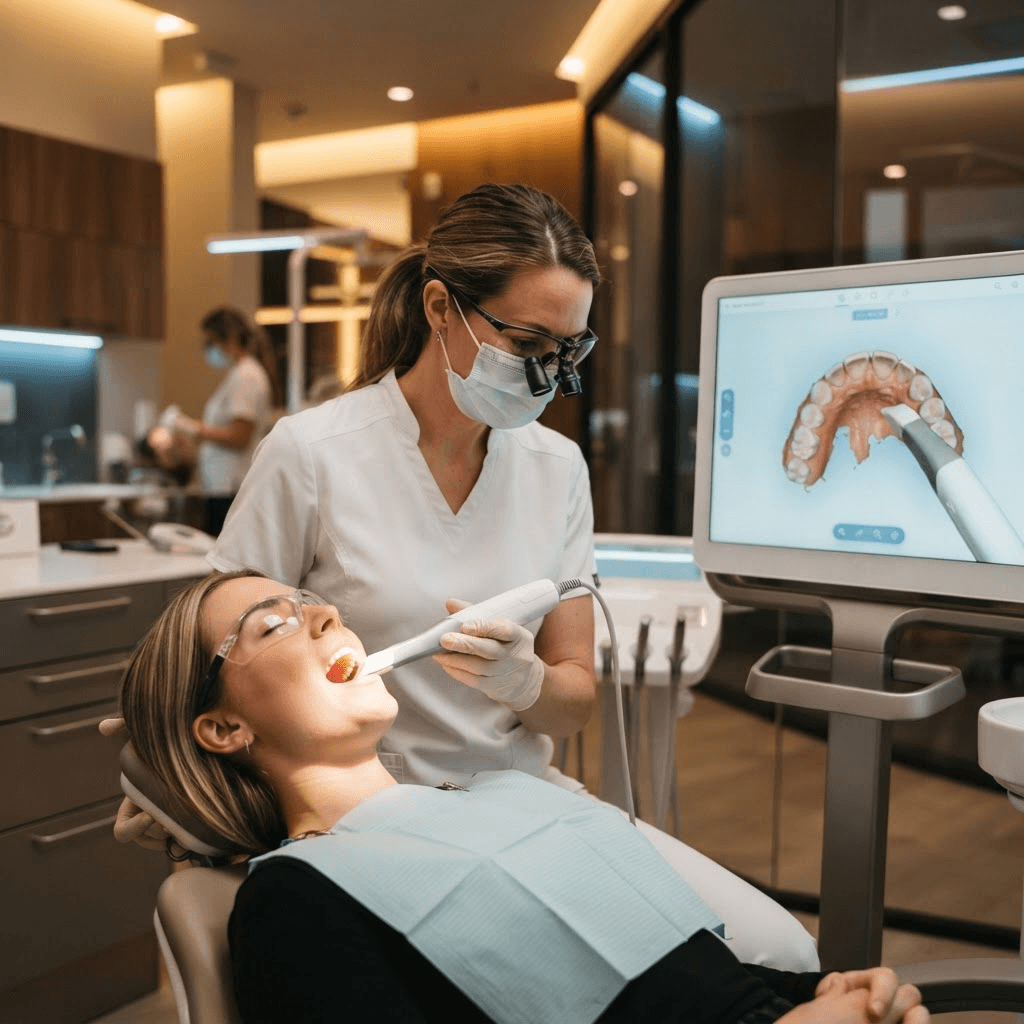 Dentist using an iTero digital intraoral scanner