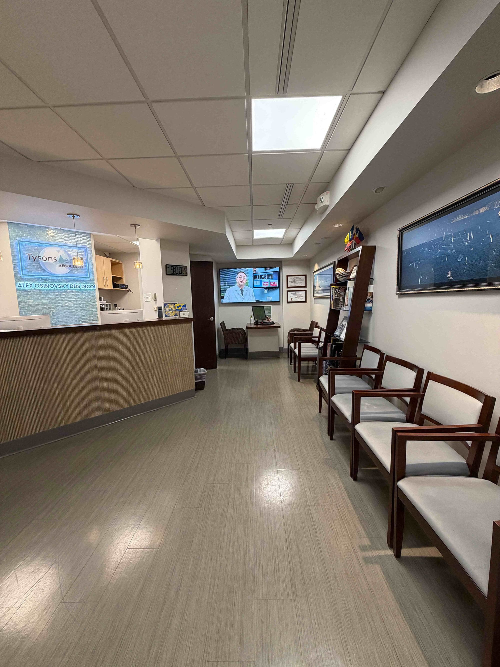Reception and waiting area inside Tysons Dental Associates