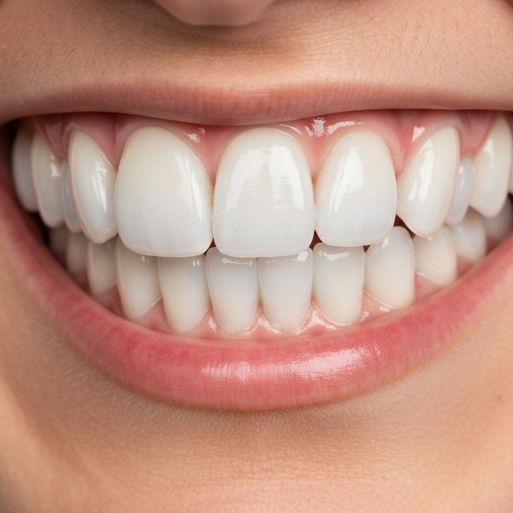 Beautiful smile with porcelain veneers